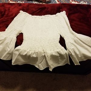 Off shoulder smock top